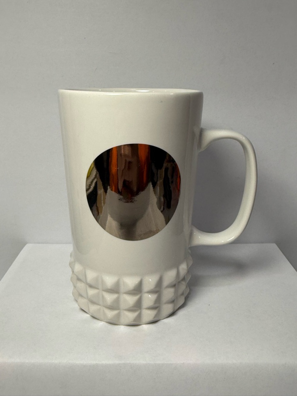 Starbucks White Studded Base Mug Mirror Circle 16 oz 2014